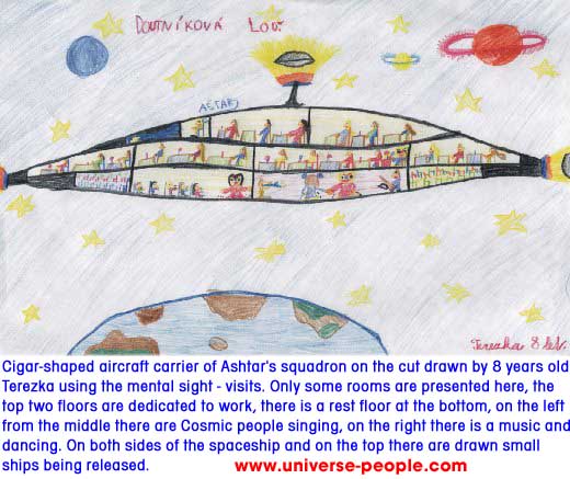 Ashtar's space ship painted by 8-years old Terezka